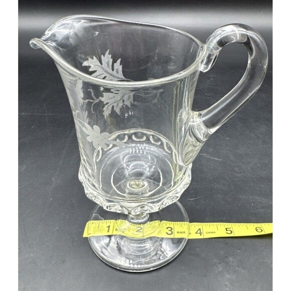 EAPG Ripley & Co Baby Thumbprint Dakota Fern & Flower Etched Footed Creamer 7” - Picture 11 of 11
